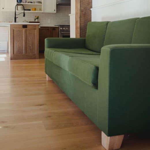 Pictured: Forest Green in the hemp/cotton blend with formed latex cushions and linseed oil feet.