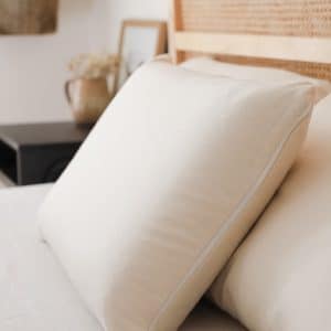 Organic soap shaped latex pillow made with natural Dunlop - pillow on Savvy Rest bed