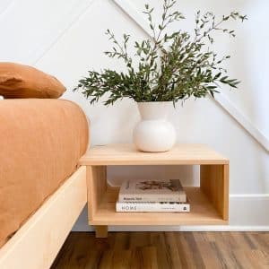 Floating bedside table - modern nightstand in zero-VOC linseed oil