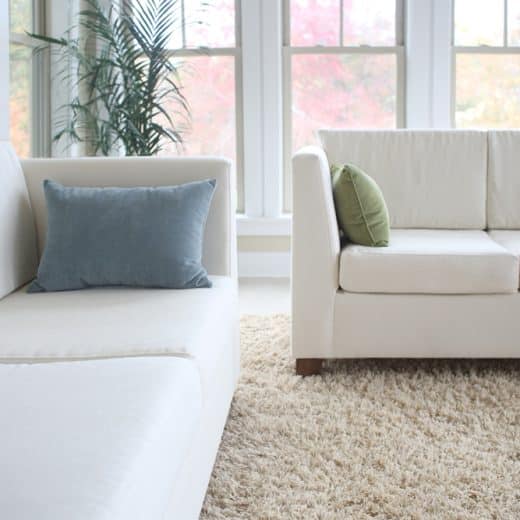 Verona organic latex loveseat in family room