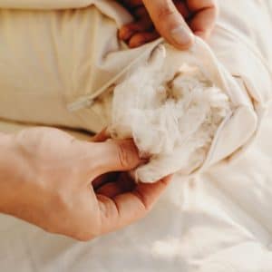 Organic Kapok pillow - close p of customizable filling