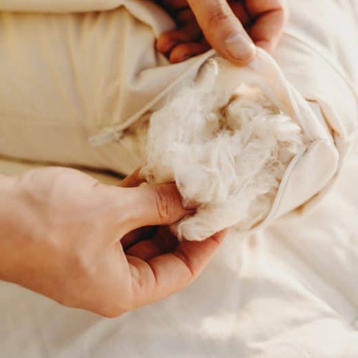 Organic Kapok pillow - close p of customizable filling