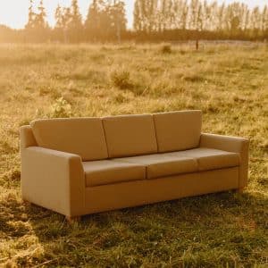 Natural Verona sofa made just for you. Pictured: Khaki in the hemp/cotton blend with formed latex cushions and linseed oil feet.