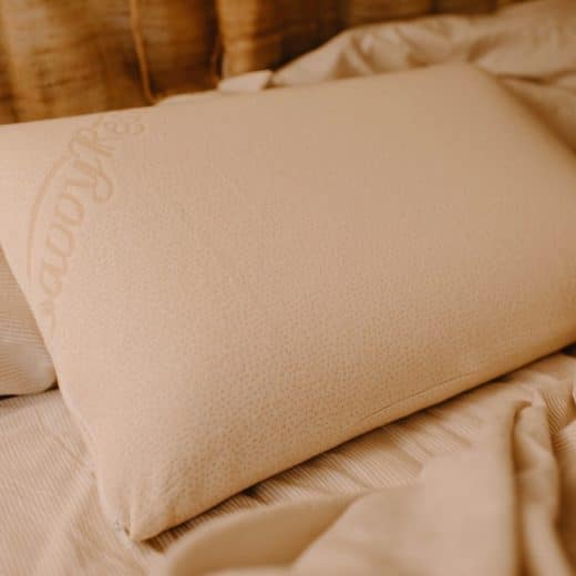 Natural Talalay latex pillow for side sleepers - plush pillow on Savvy Rest bed