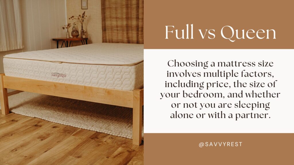 Full vs Queen mattress size.